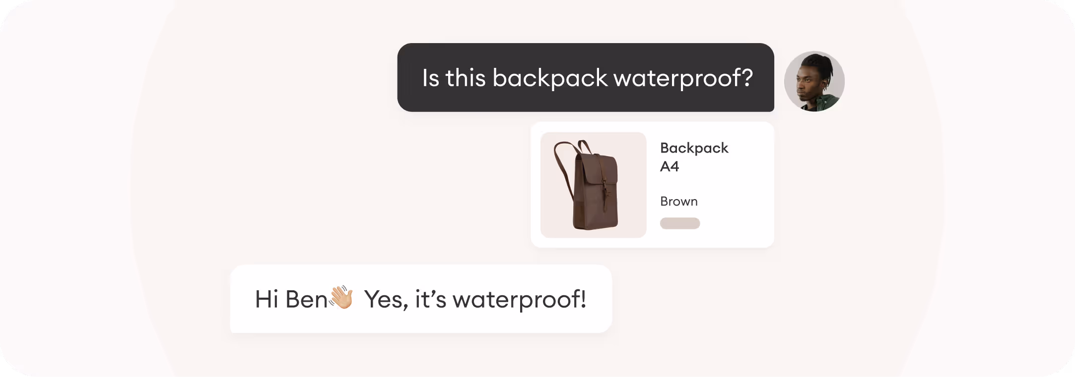 a chatbot conversation giving product info