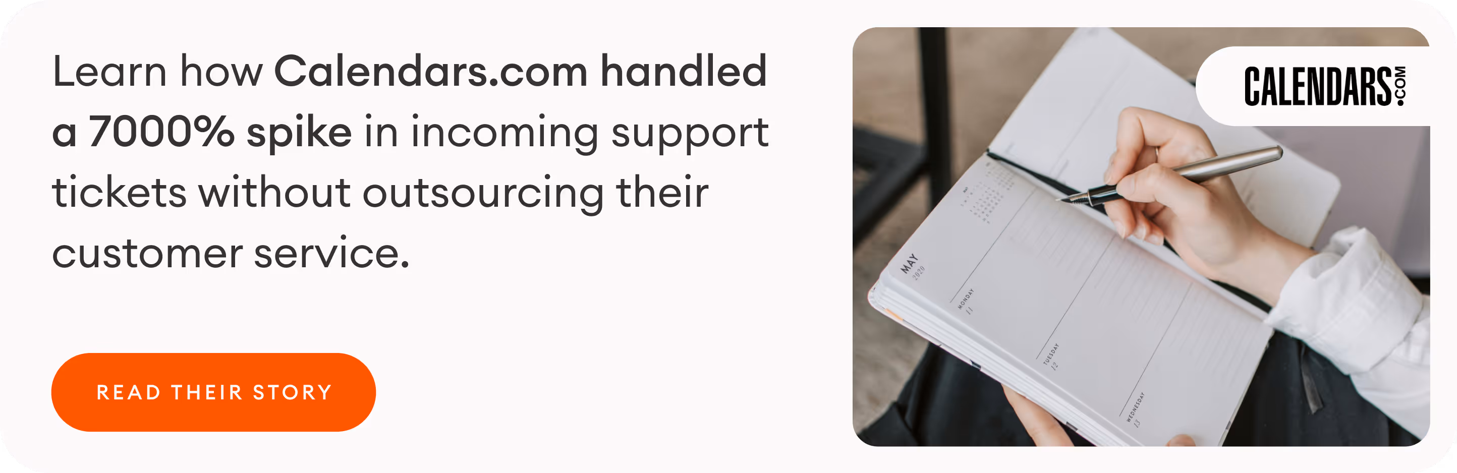 Learn how Calendars.com handled a 7000% spike in incoming support tickets without outsourcing their customer service.