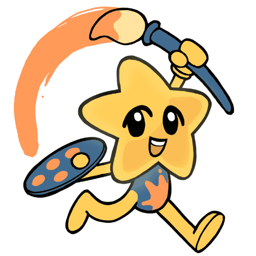 Mascot Branding Logo - a cute character mascot witha star head holding a brush and painting