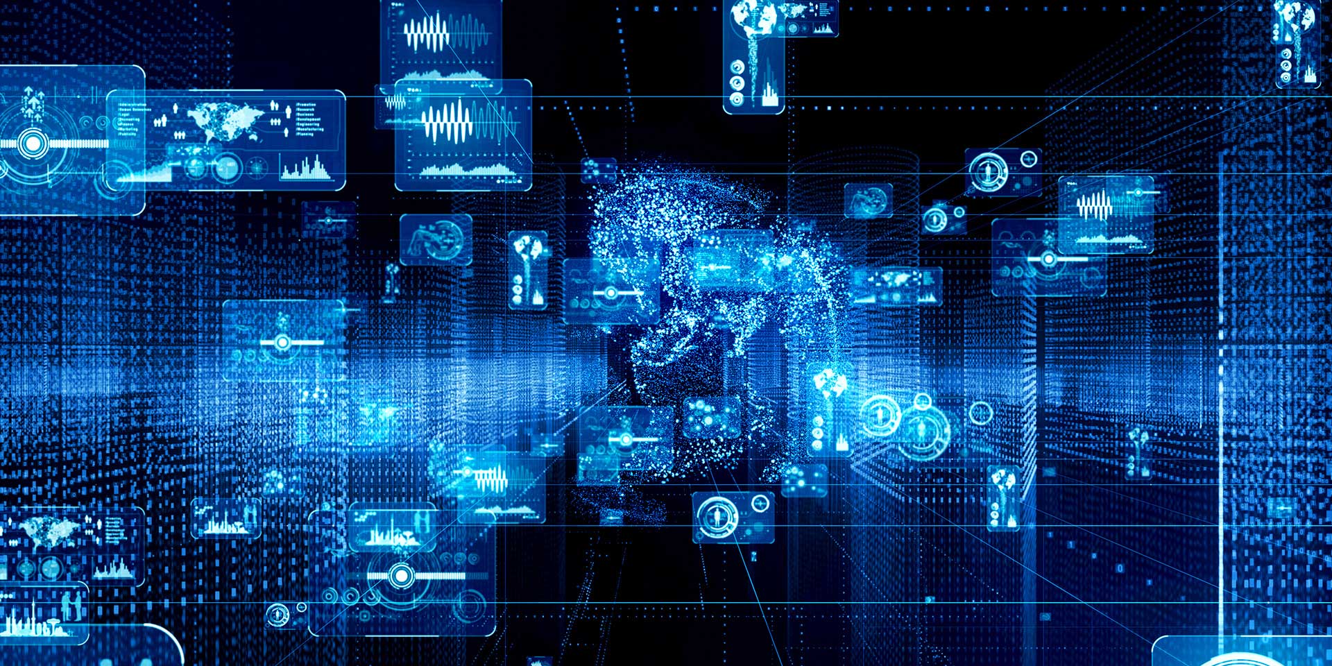 Data appearing on a futuristic, transparent screen