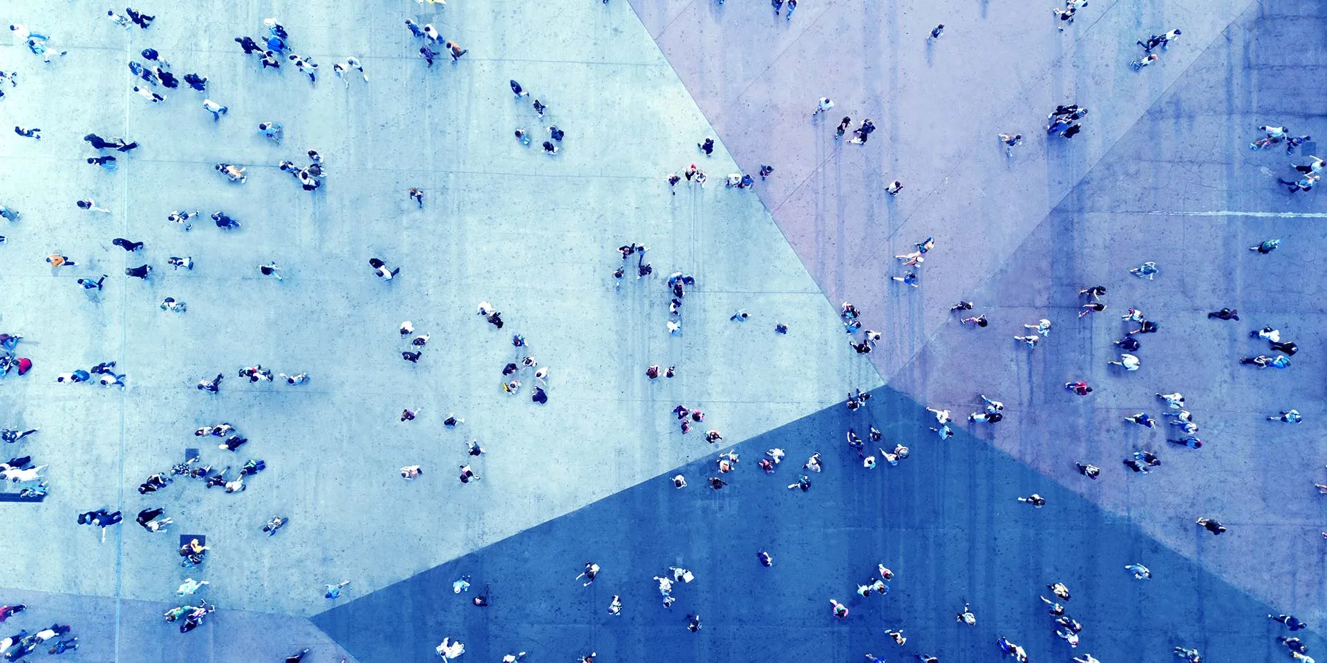 Aerial view of people walking in a city