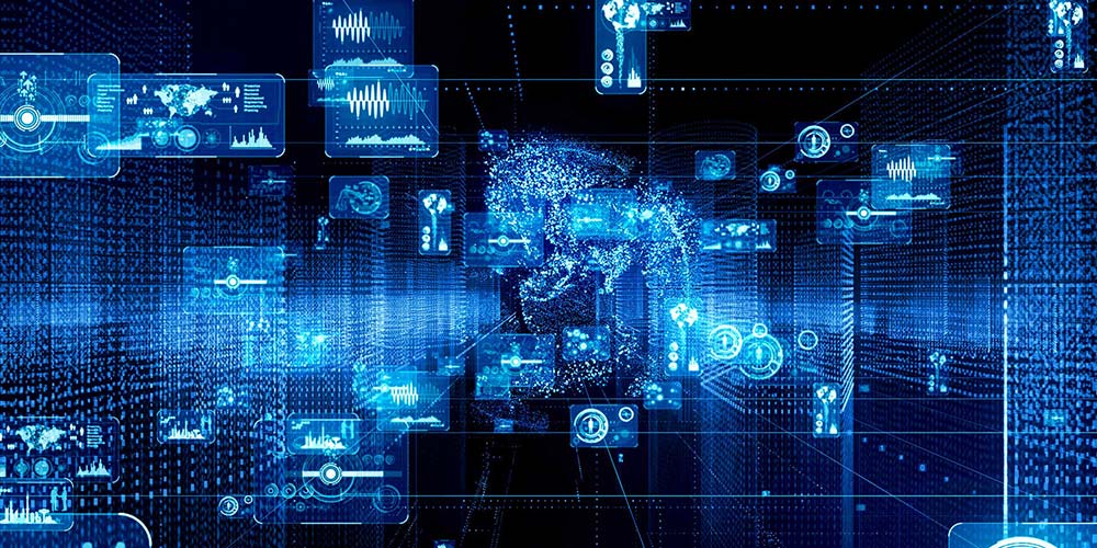 Data appearing on a futuristic, transparent screen