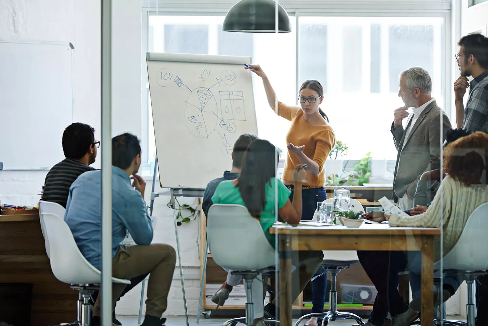 Small team meeting in conference room