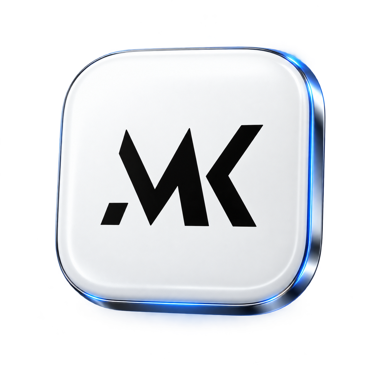 Dreidimensionales MK Labs Logo mit metallischer Oberfläche