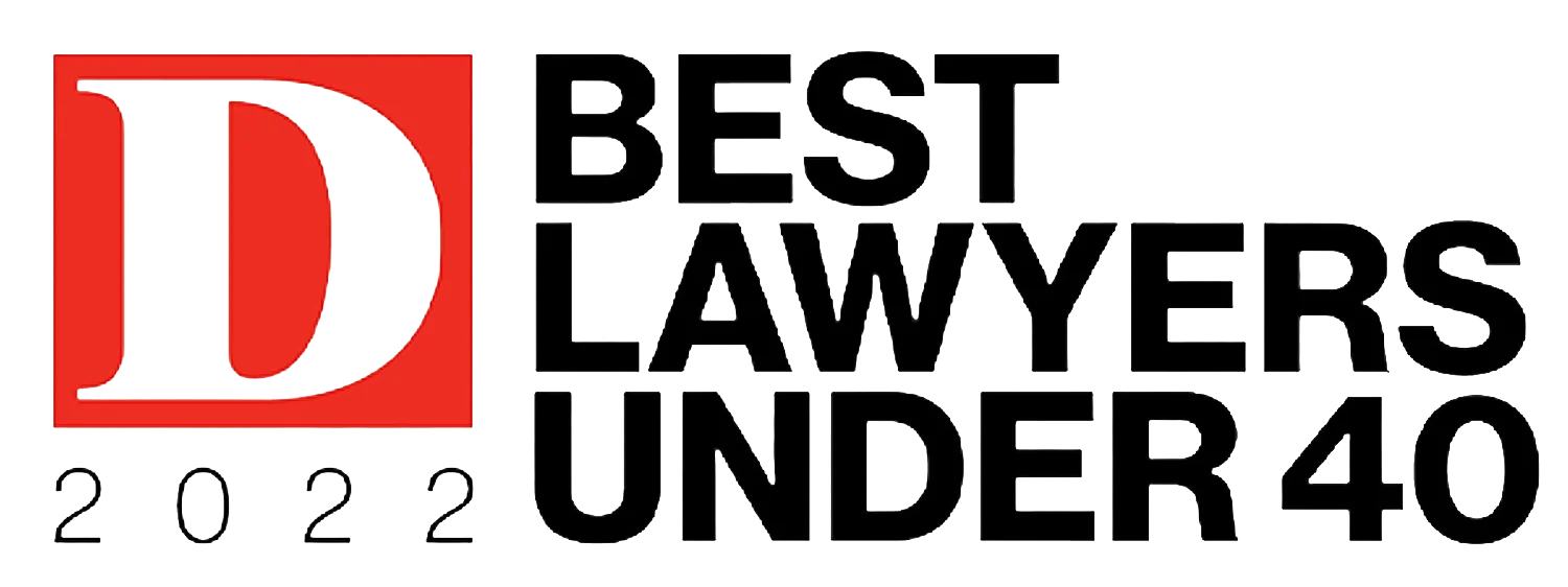 D magazine logo with text Best Lawyers Under 40 2022.
