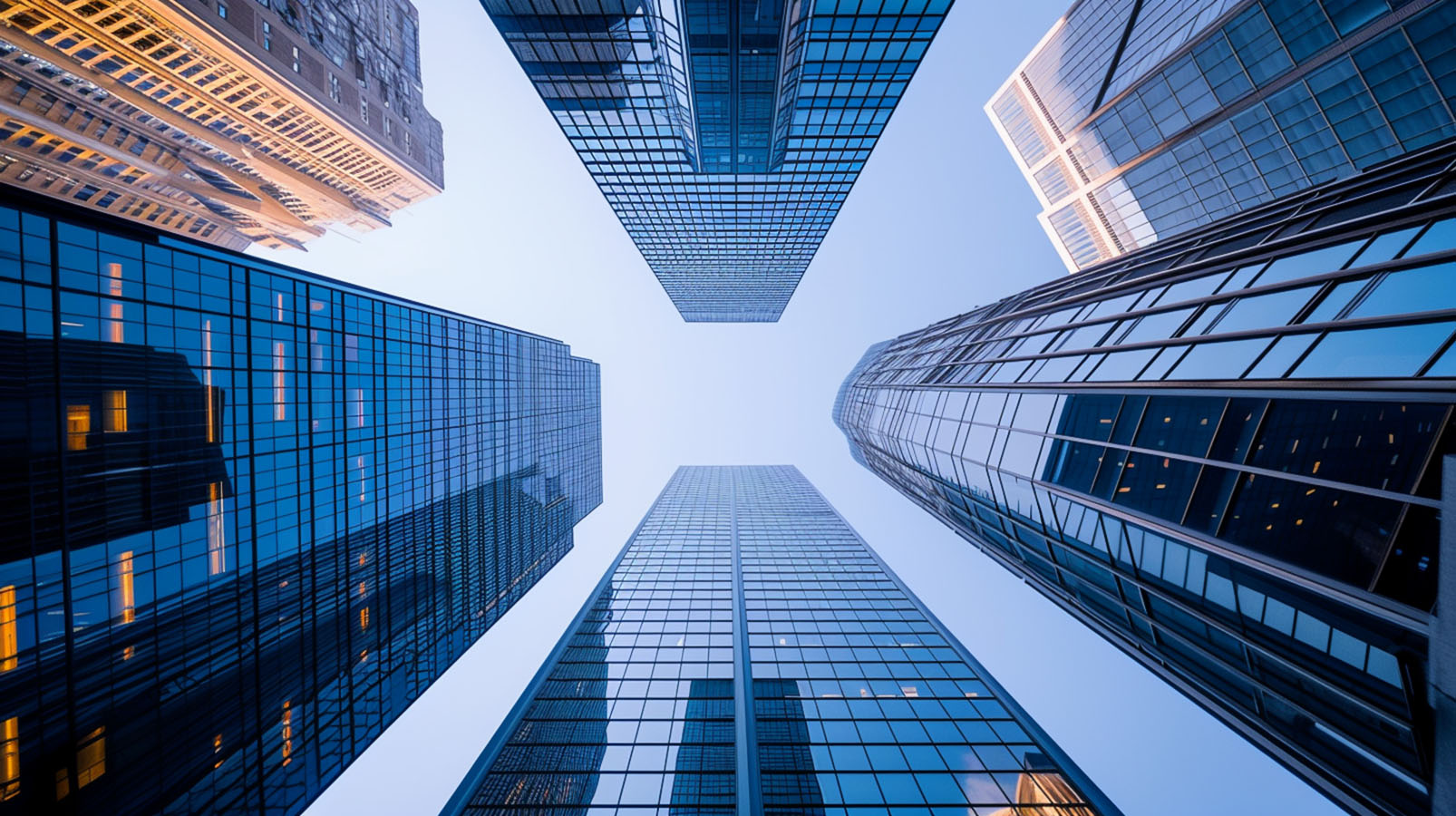 A group of tall buildings in a city.