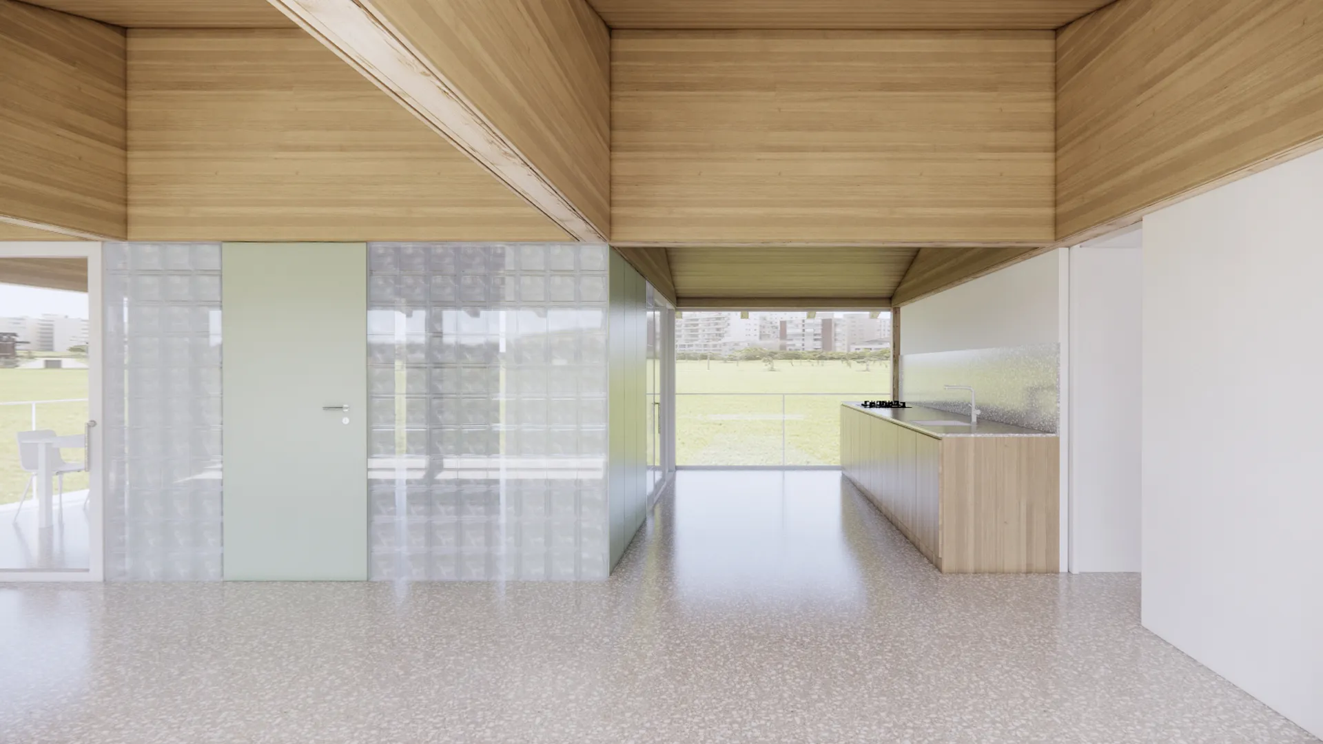 perspektivni pogled - vizualizacija vhodnega kubusa in kuhinje