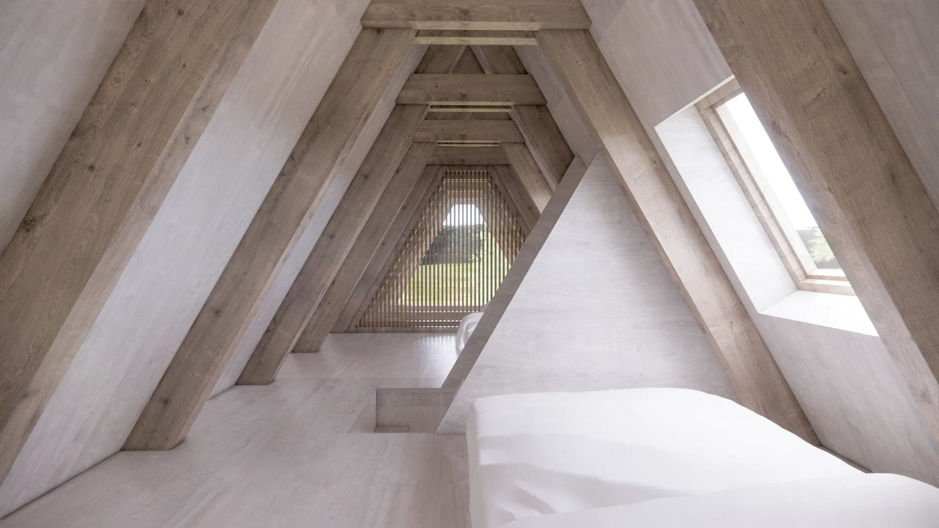 perspektivni pogled - spalnih prostorov v mansardi