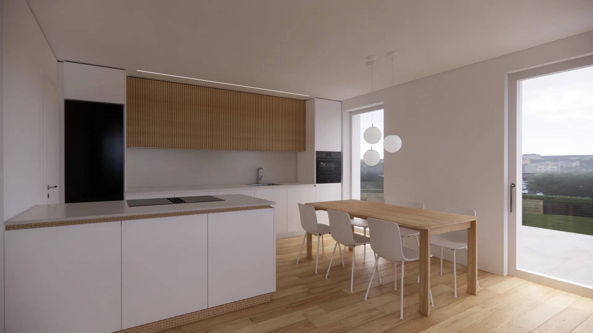 perspektivni pogled - vizualizacija kuhinje in jedilnice
