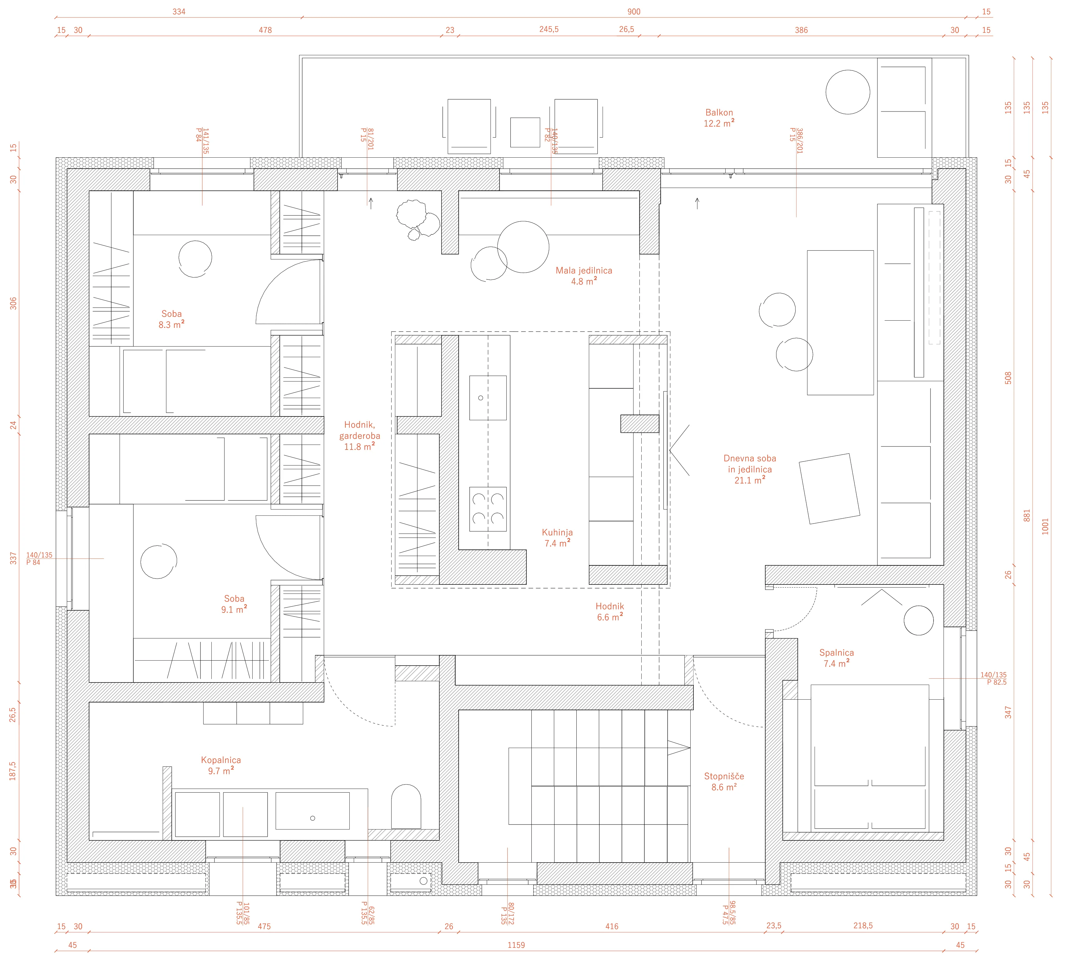 tloris novega stanja stanovanja