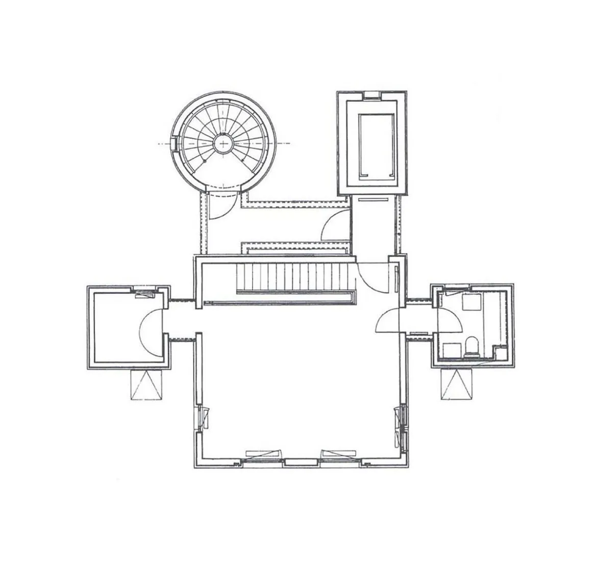 Tlorisni prikaz etaže stolpa Kreuzberg, arhitekta Johna Hejduka