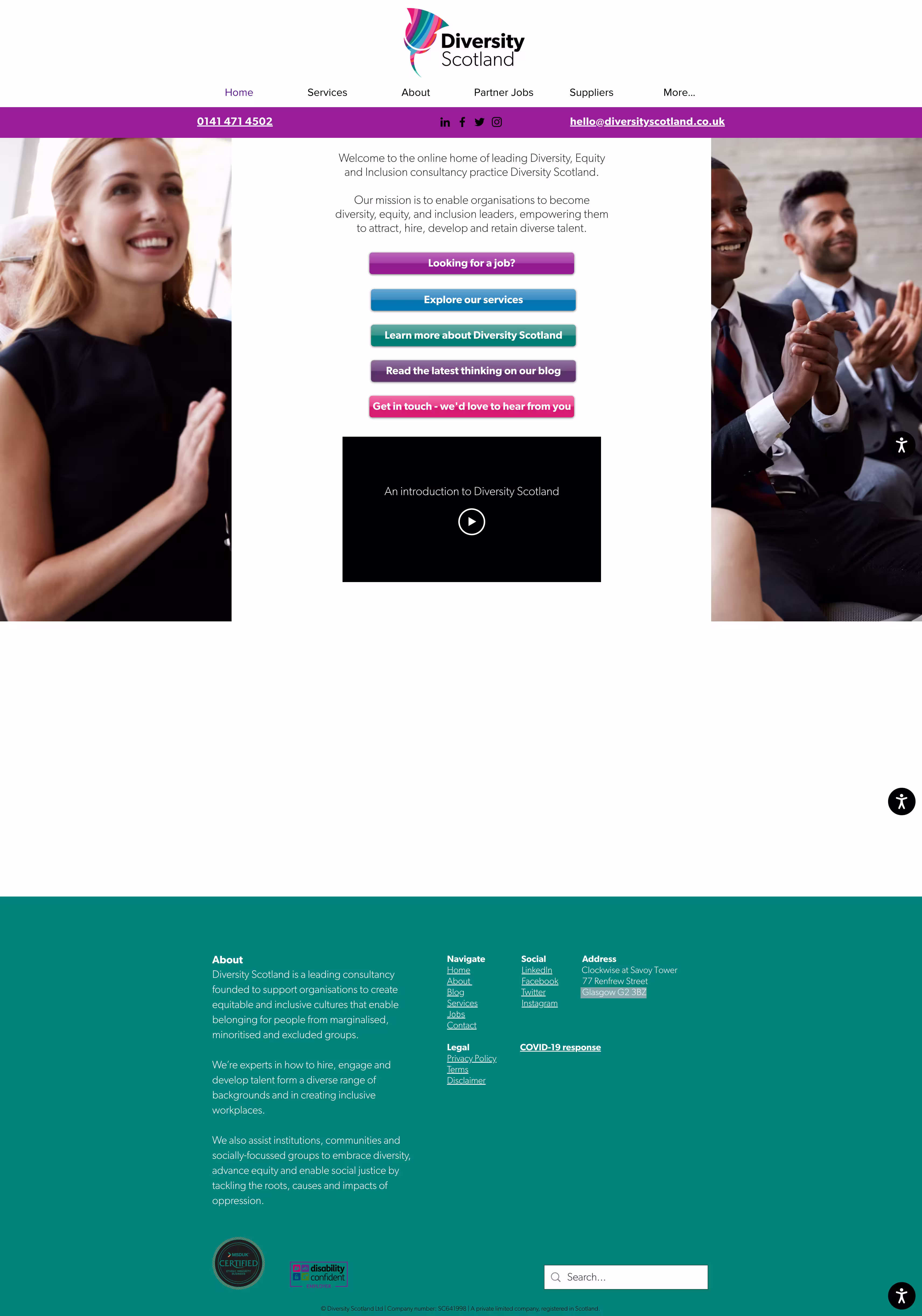 Original homepage with a large stock image background. On top are 5 links to different pages