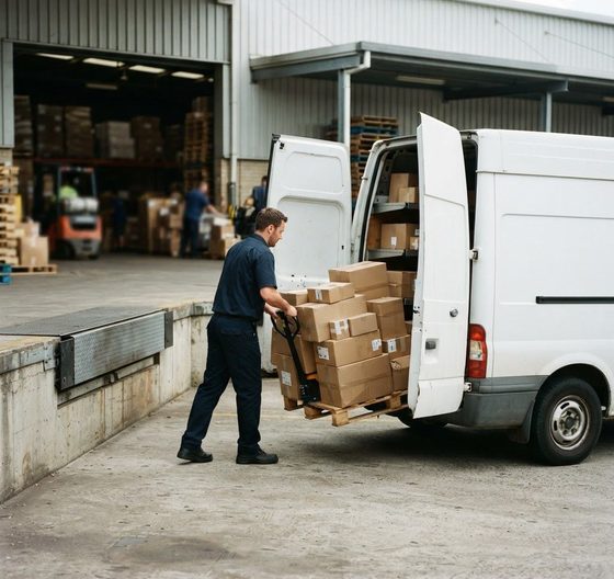 Enlèvement de cartons sur un quai de chargement