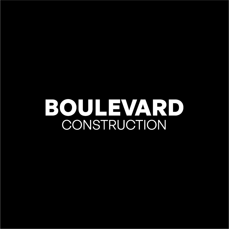 White text logo reading 'BOULEVARD CONSTRUCTION' on a black background.