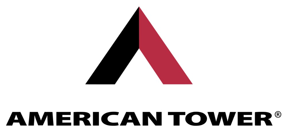 American Tower logo with a stylized black and red triangular shape above the company name.
