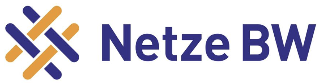 Netze BW logo with stylized interwoven blue and orange lines.
