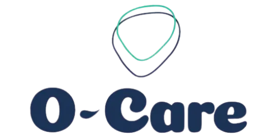 O-Care Logo mit abgerundeter Form in Blau und Grün