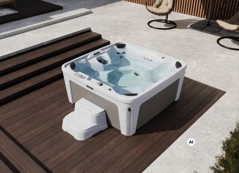 Hot Spring® FreeFlow® Monterey Whirlpool auf einer Holzterrasse
