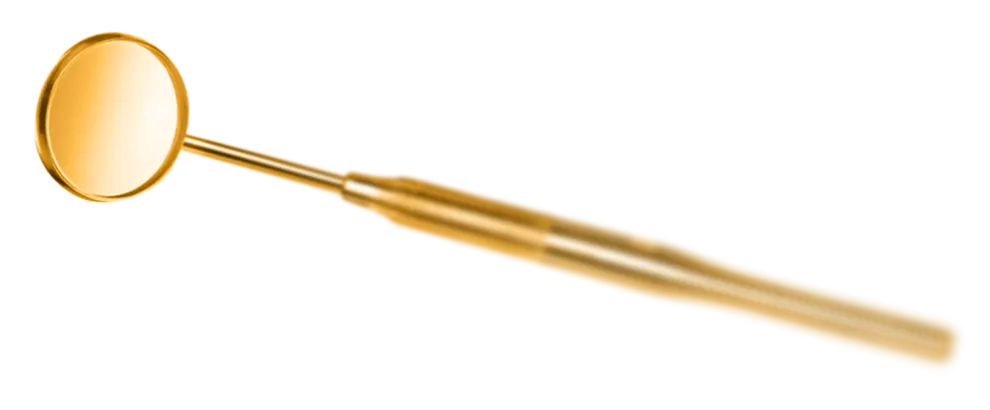 Goldfarbener zahnärztlicher Mundspiegel ohne Hintergrund