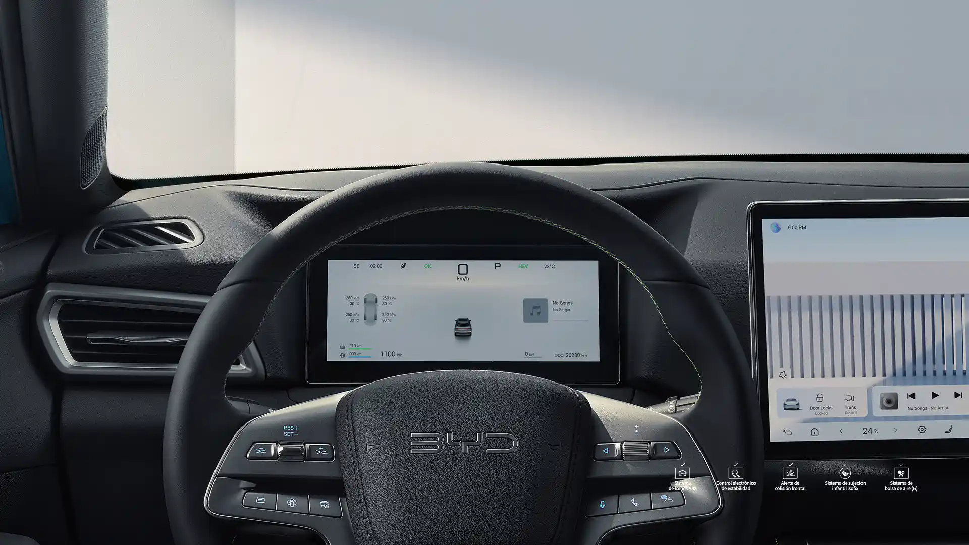 Tablero del BYD YUAN UP DM-I, volante, velocímetro digital y pantalla de infoentretenimiento - Codinova