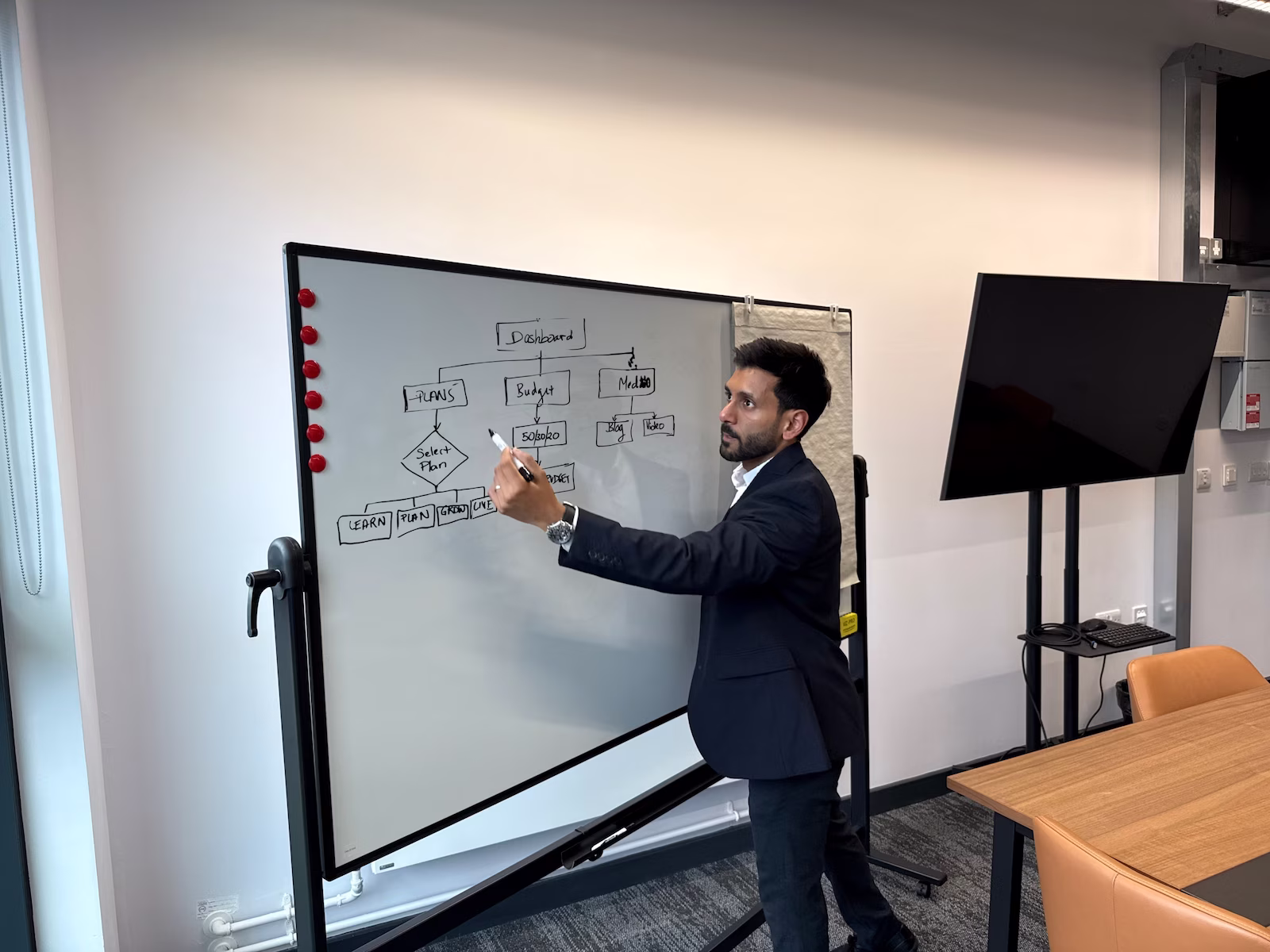 Hem Patel at the whiteboard