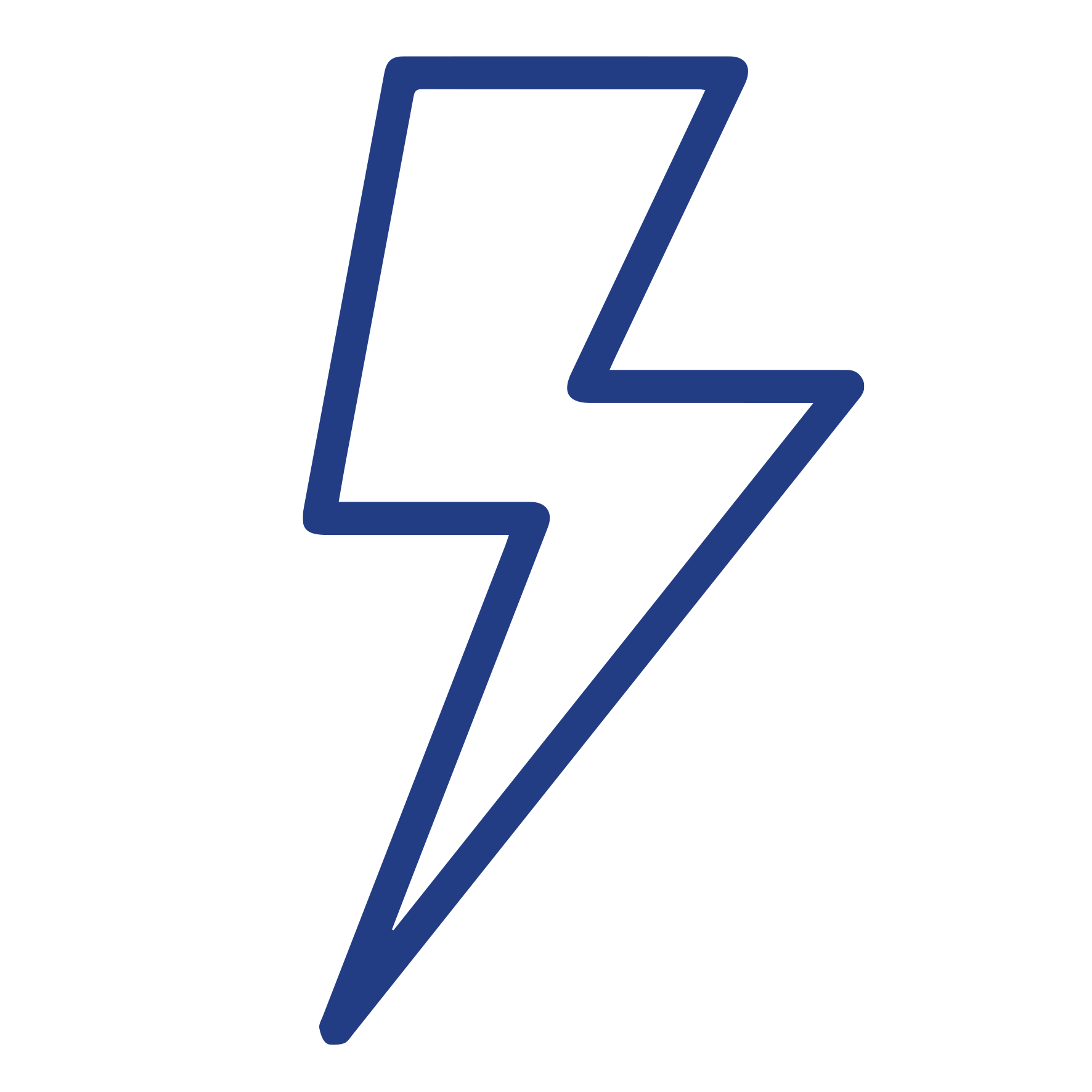 Blue lightning bolt icon on a transparent background.