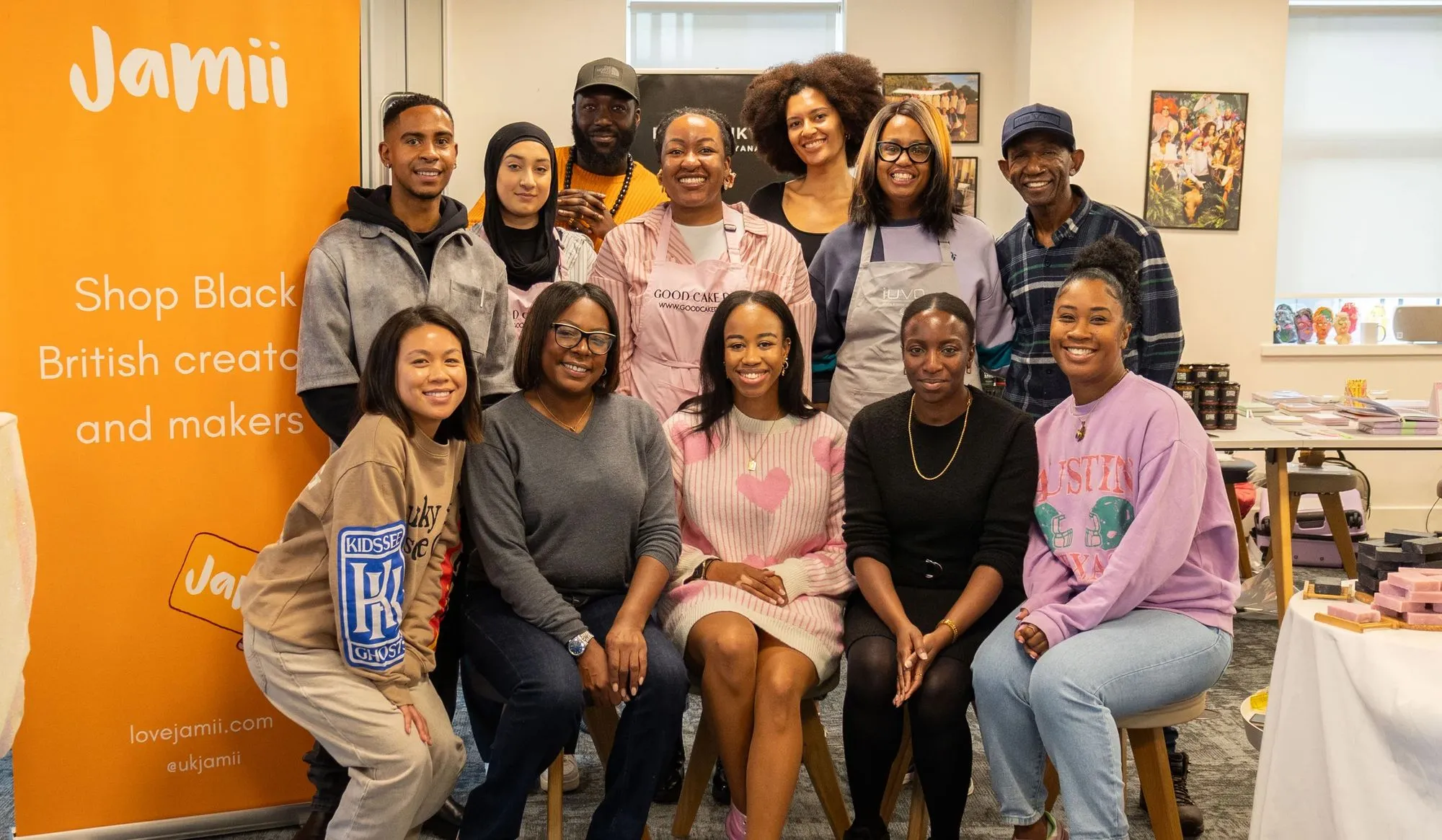 Colleagues and Black business owners attending a Jamii marketplace event for Black History Month