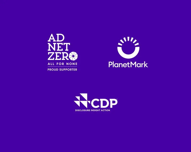 Bauer Media Outdoor accountability logos - Ad Net Zero, Planet Mark, Carbon Disclosure Project
