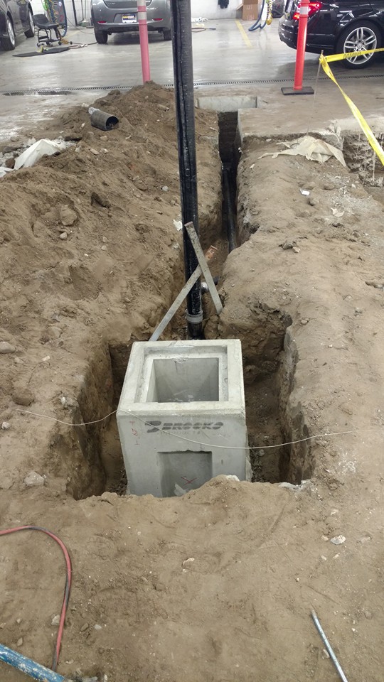 Underground drainage system installation with trenching and catch basin in Murrieta CA
