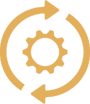 Gold gear icon surrounded by two circular arrows representing consistent layout.