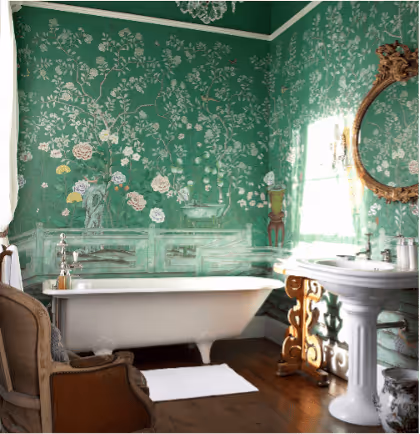 Eastern bathroom wallpaper.