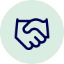 Icon of two hands shaking representing a handshake.