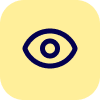 Dark blue eye icon centered on a rounded pale yellow square background.