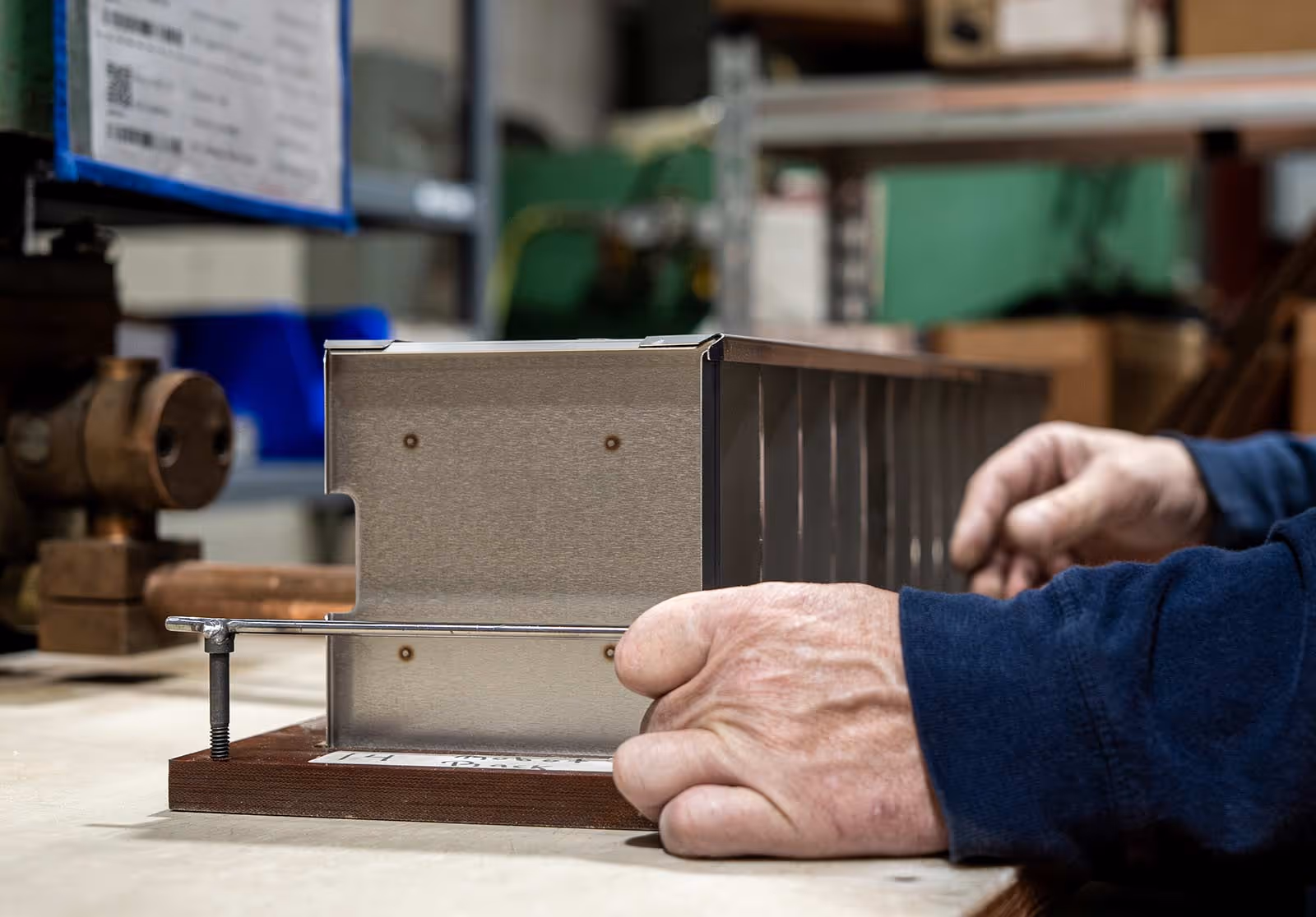 Freezer racks being assembled