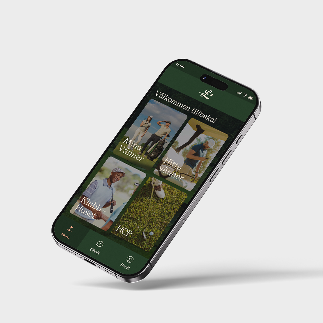 Home menu of the links up golf app