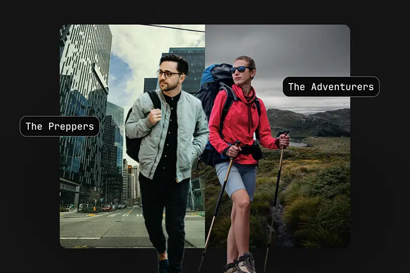 Showing the differene betwen he two tagret groups, The Preppers and Te Adventurers