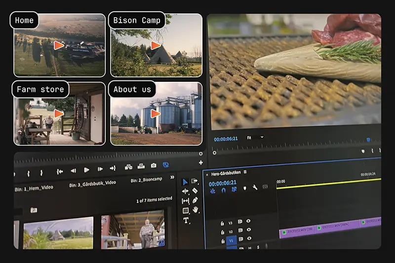 Editing a movie f Älgnäs Gårds website