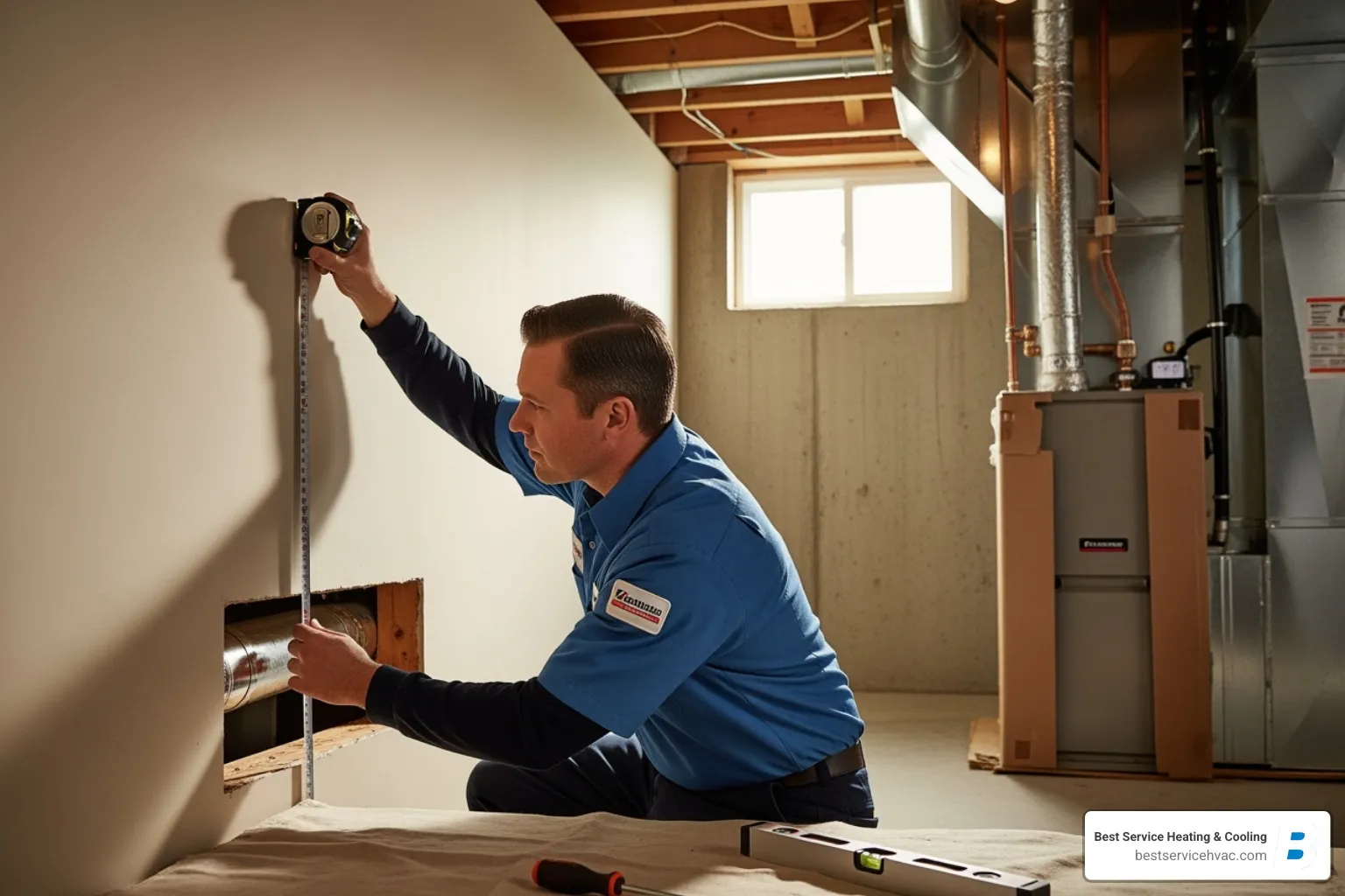 HVAC technician performing measurements - columbus furnace installation cost