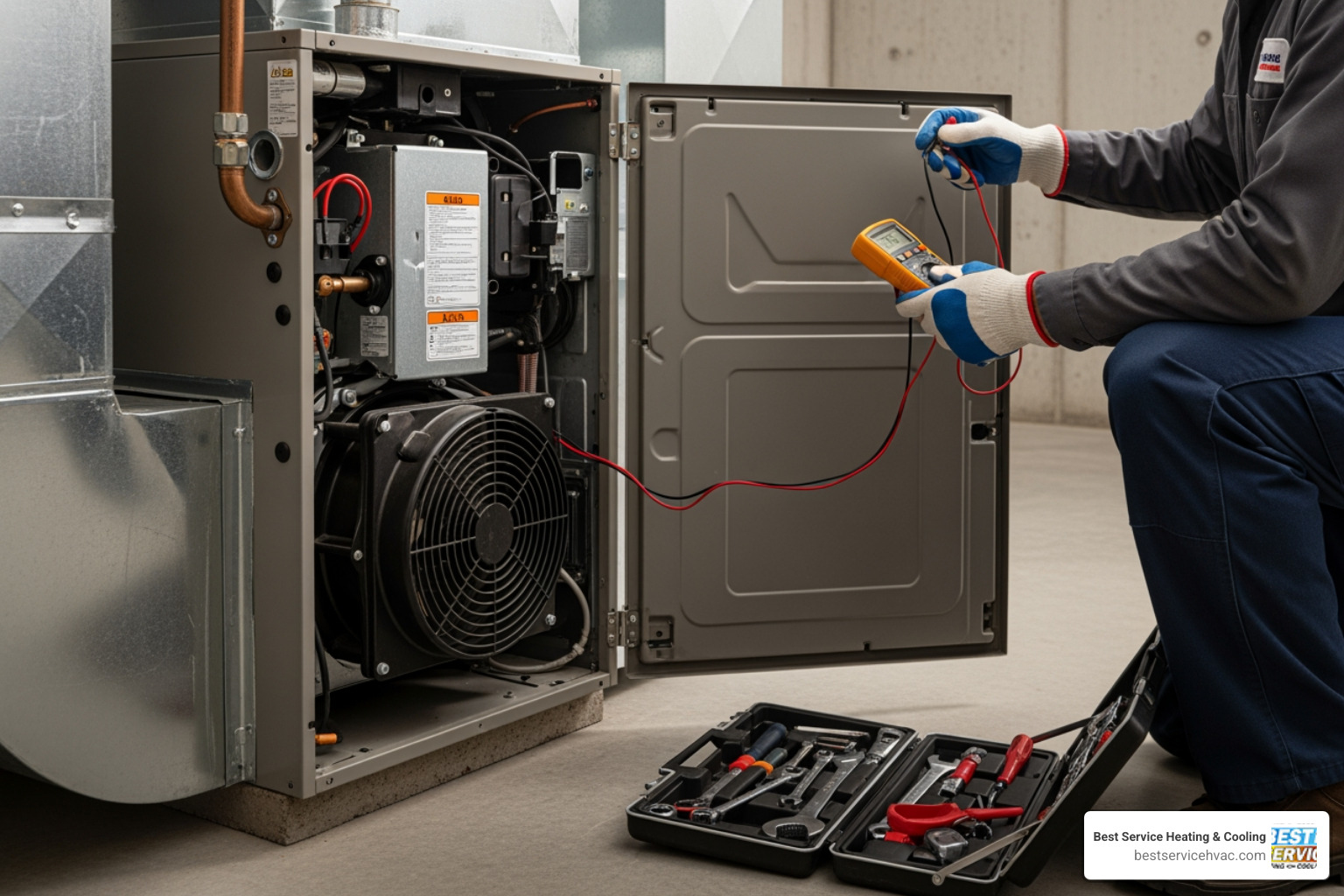 Infographic showing the top 5 warning signs your furnace needs repair: strange noises like banging or squealing, uneven heating and cold spots, yellow pilot light instead of blue, sudden spike in energy bills, and short cycling or frequent on-off patterns - affordable furnace repair in dublin, oh