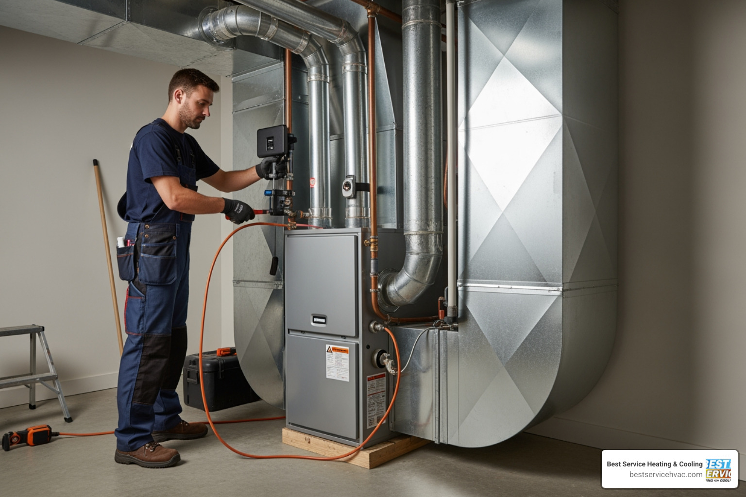 modern high-efficiency furnace installation in urban home - heating installation in downtown columbus oh