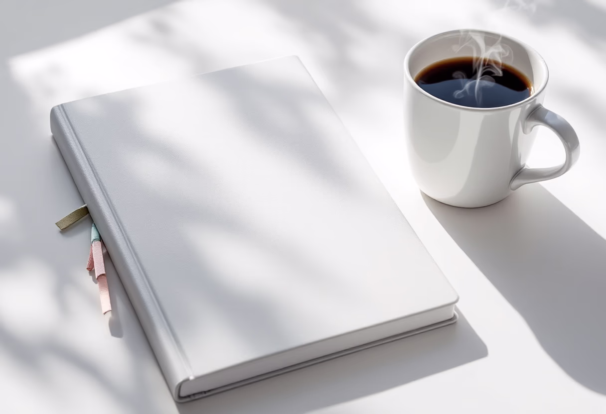 image of a notebook and coffee cup on a table