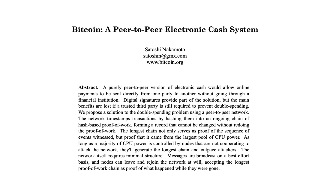 Bitcoin Whitepaper by Satoshi Nakamoto | Threshold Network