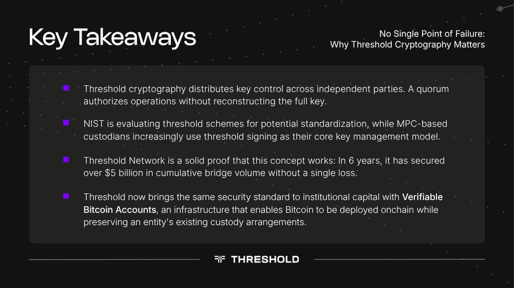 Key Takeaways for Threshold cryptography | Threshold Network