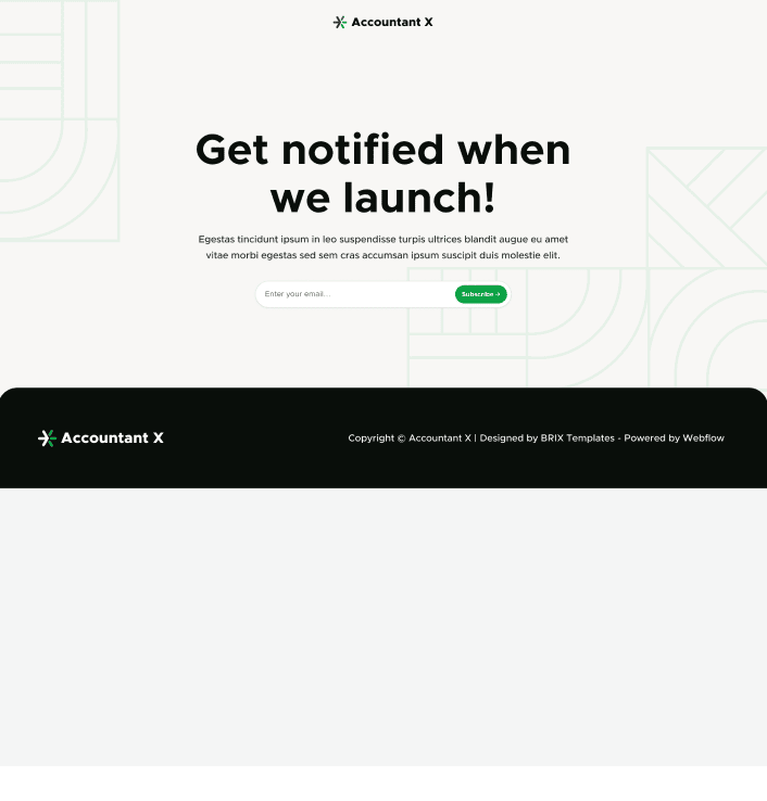 Accountant X - Coming Soon Utility Page - Accountant Webflow Template