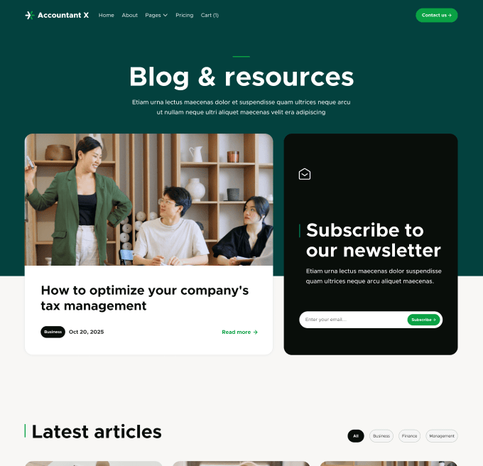 Accountant X - Blog V1 Page - Accountant Webflow Template