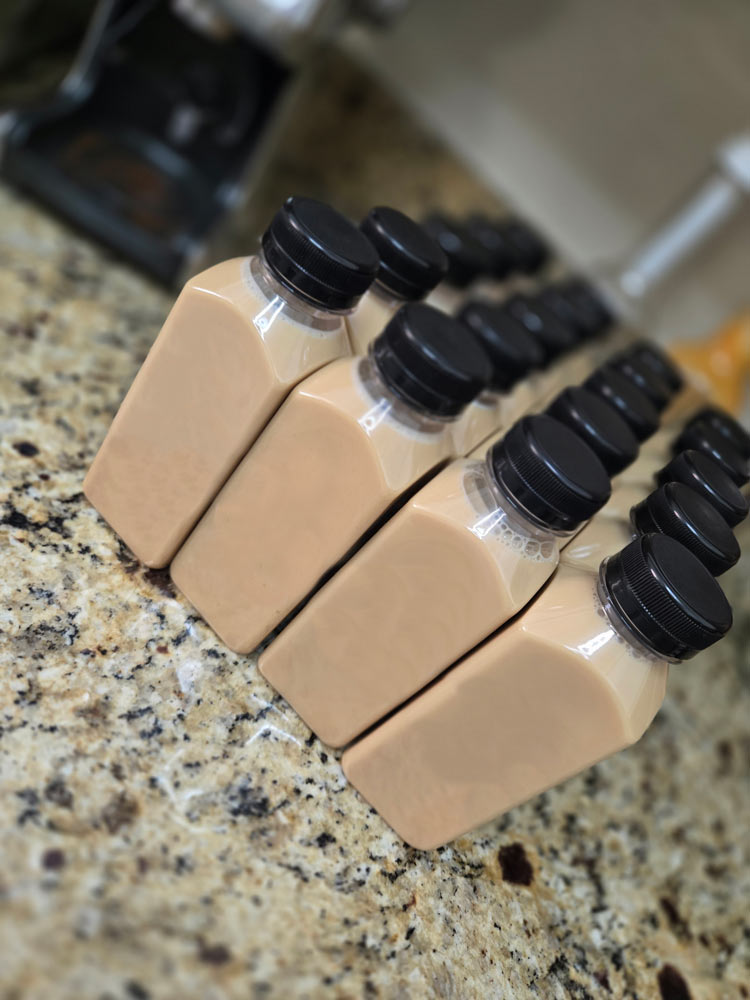 Bottled iced lattes prepared for Sunkissed Brew’s Tampa Bay coffee delivery service