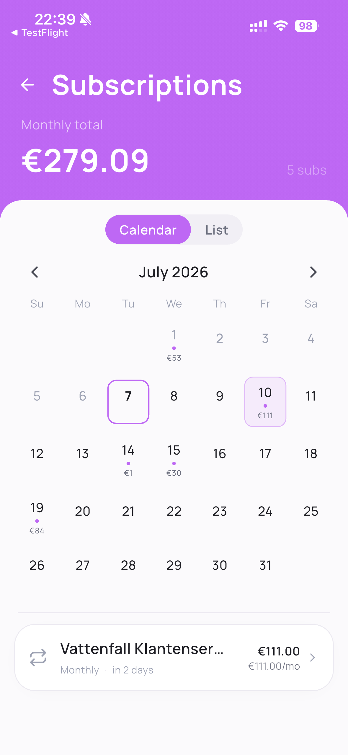 Kurio subscriptions — renewal calendar
