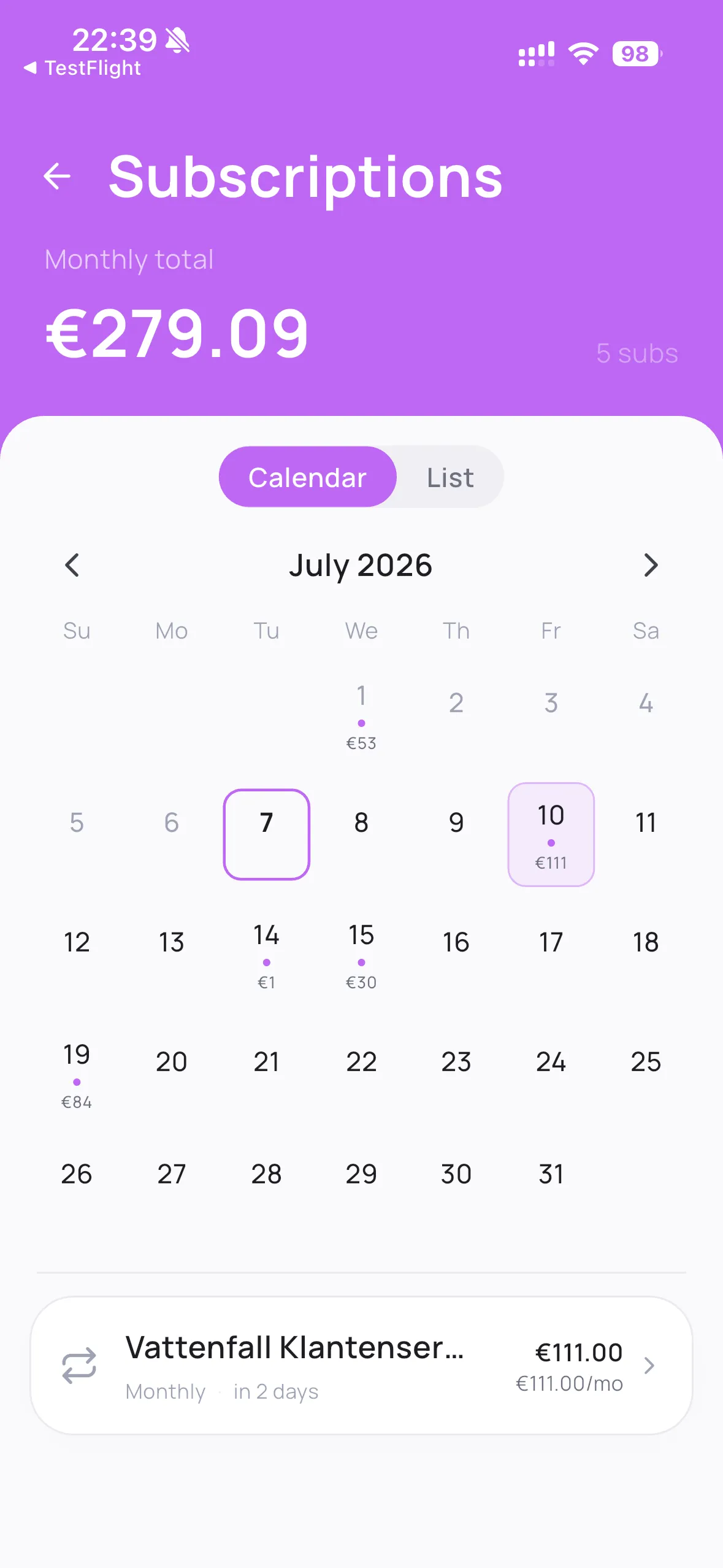 Kurio subscriptions — renewal calendar