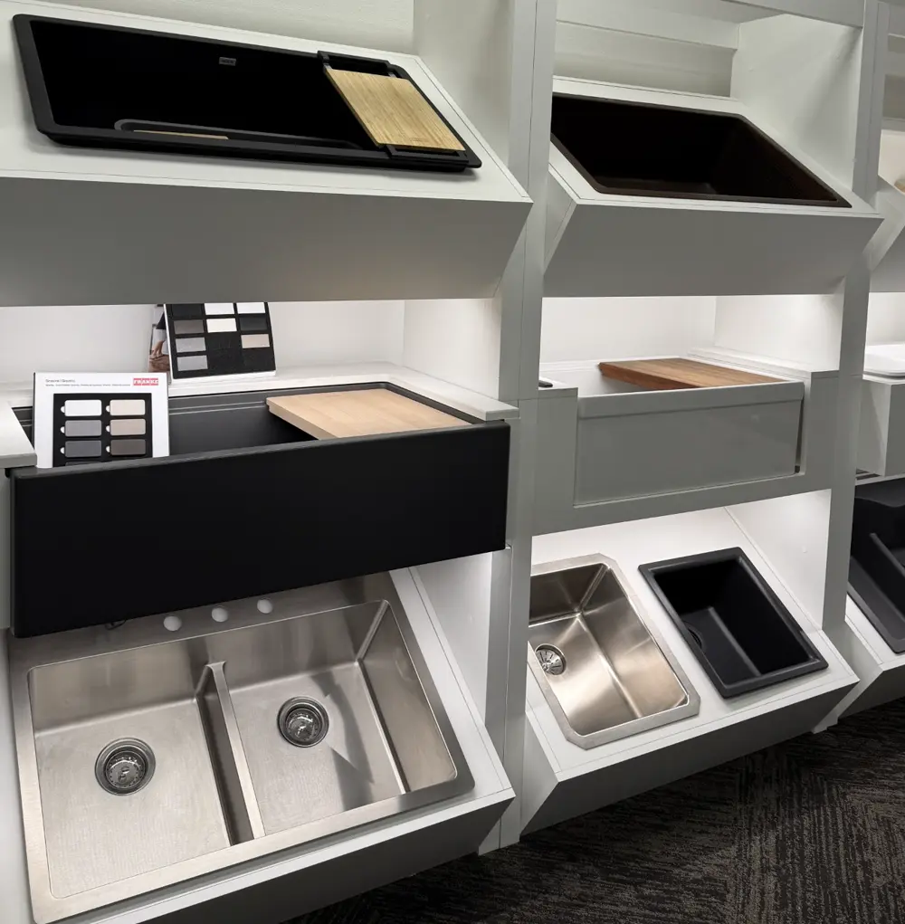Bathroom sink and countertop sample display in The Water Closet Kalispell showroom