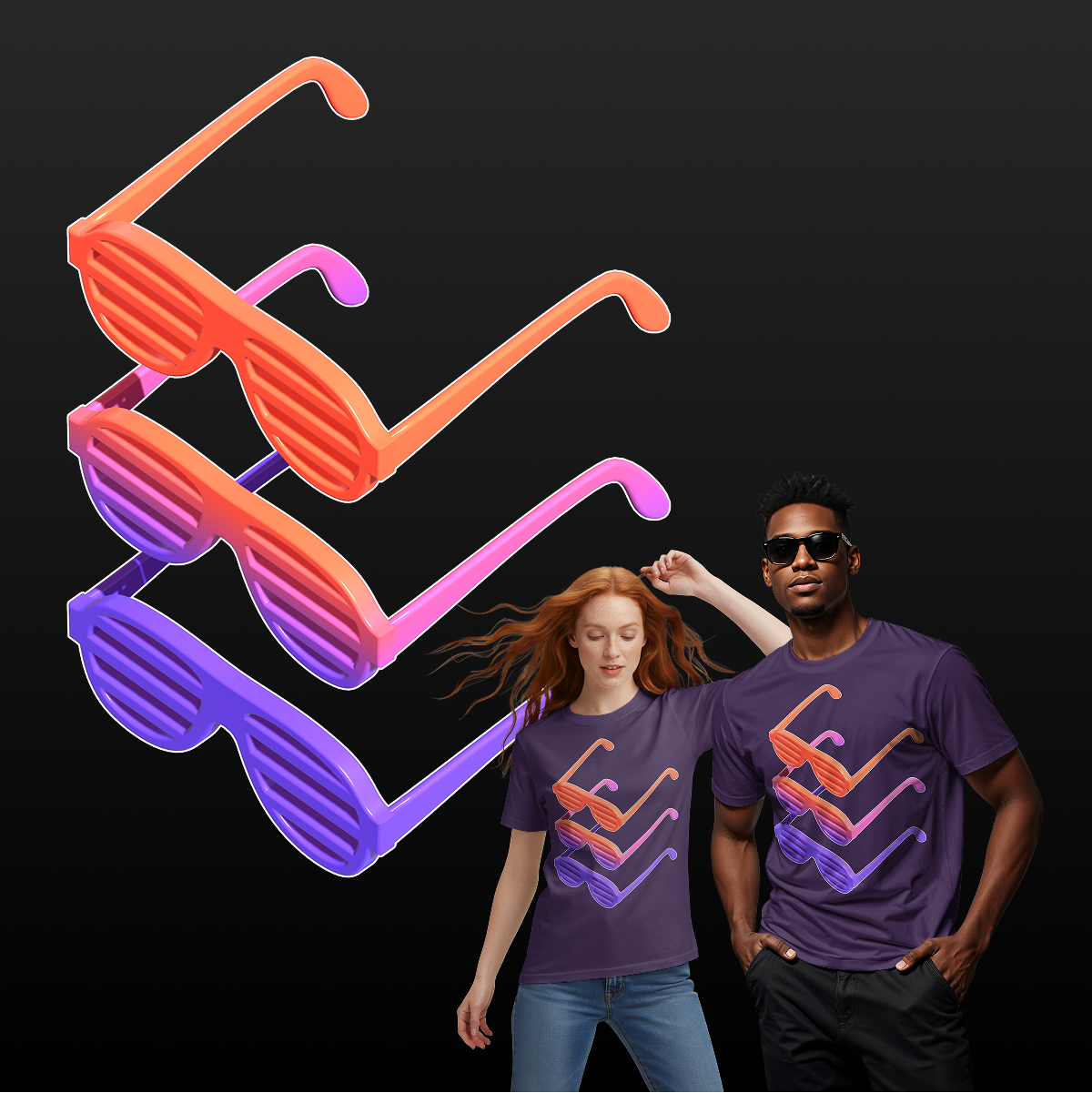 Shirt design for RaveRunner using signature Rave glasses from the game
